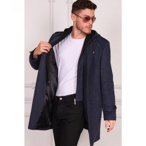 PLT8401 DEWBERRY MEN'S COAT-PATTERNED NAVY BLUE