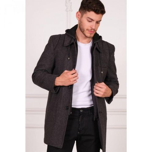 PLT8335 DEWBERRY MEN'S COAT-DIAGONAL BLACK-ANTHRACITE
