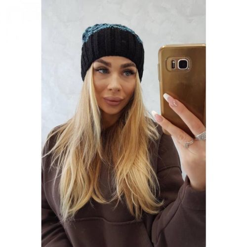 Cap with fleece Milano K203 turquoise melange+black