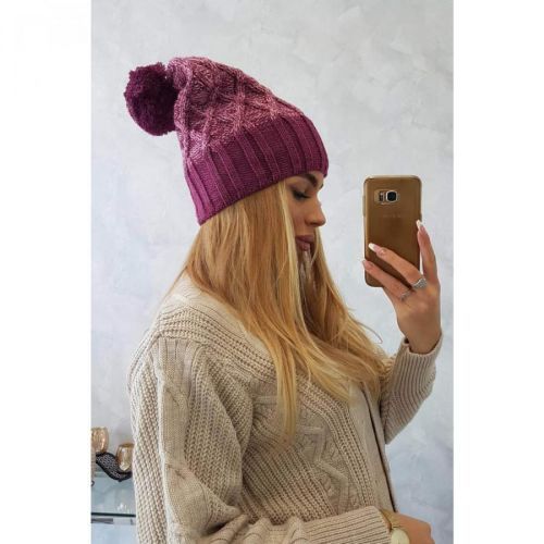 Cap with fleece Milano K203 pink melange+dark pink