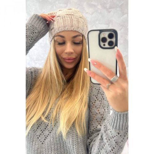 Cap with fleece Justyna K253 light beige