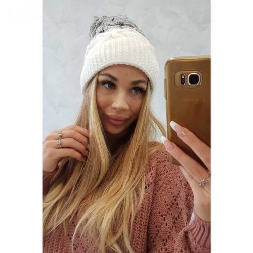 Cap with fleece Alice K248 white+gray