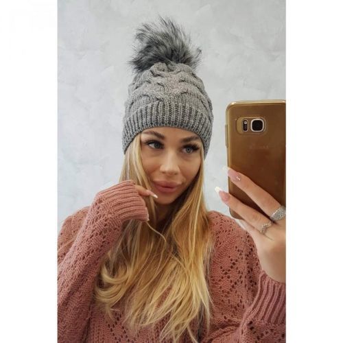 Cap with fleece Ela K242 dark gray