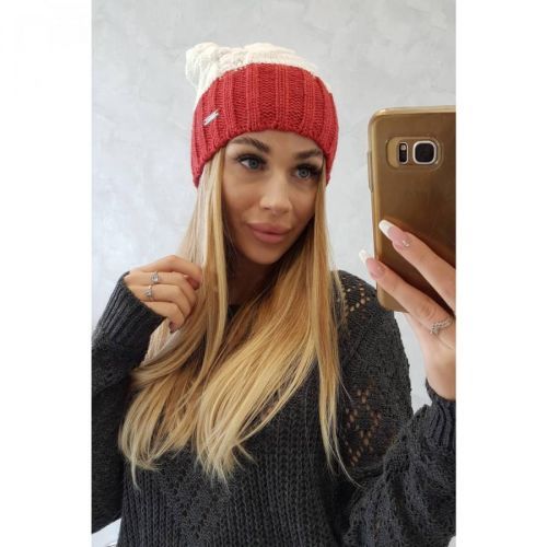 Cap with fleece Paris K212 ecru+burgundy