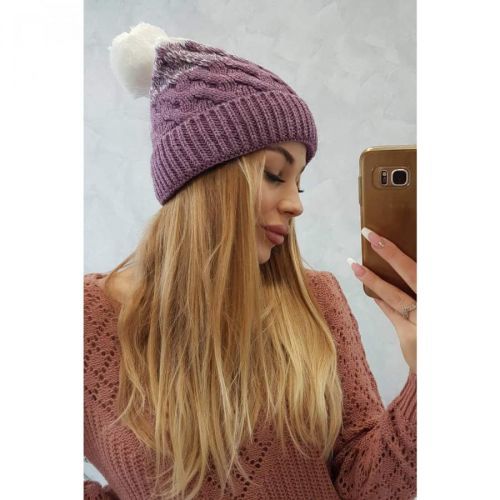 Cap with fleece Ilona K218 purple+white