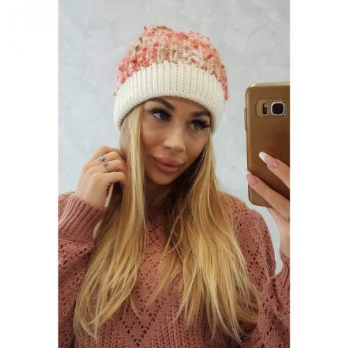 Cap Bąbelka K219 ecru+raspberry