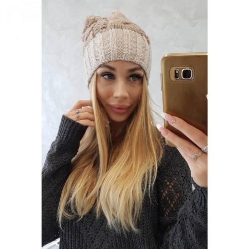 Cap with fleece Paris K212 dark beige+beige