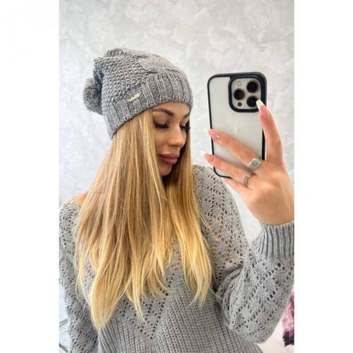 Cap with fleece Justyna K253 dark gray