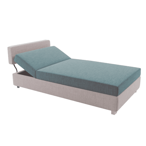 Polohovací válenda, světlehnědá / modrá, DOMEN NEW