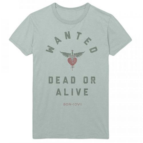 Bon Jovi - Tričko Wanted - Muž, Unisex, Zelená, S