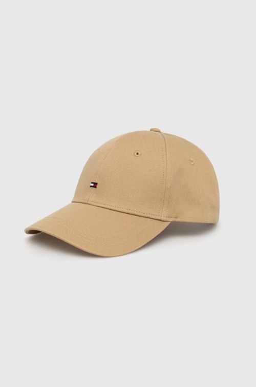 Bavlnená šiltovka Tommy Hilfiger béžová farba, jednofarebná