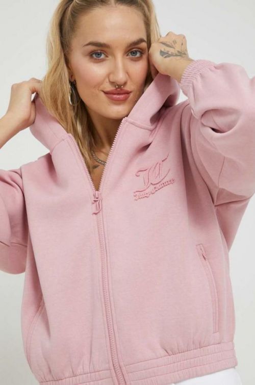Mikina Juicy Couture dámska, ružová farba, s kapucňou, s nášivkou