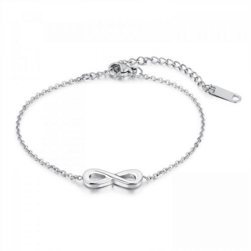 Náramok z ocele - lesklý symbol INFINITY, oválne očká, strieborná farba