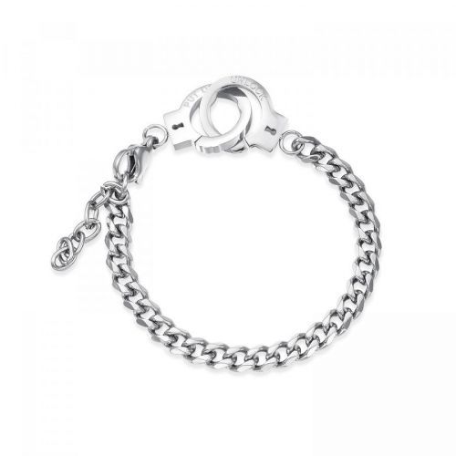 Náramok z ocele v striebornom odtieni - spojené putá s nápismi 