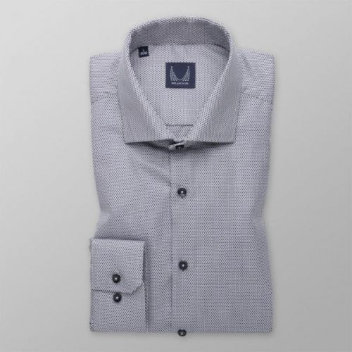 Pánska extra slim fit košeľa sivej farby s čiernym bodkovaným vzorom 14595