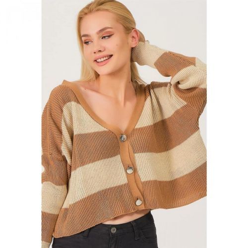 Z3008 DEWBERRY LADIES CARDIGAN-DARK CAMEL