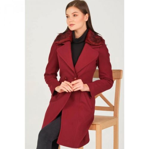 Z6643 DEWBERRY LADIES COAT-DARK BURGUNDY