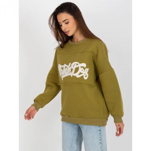 Oversized olive sweatshirt without a hood