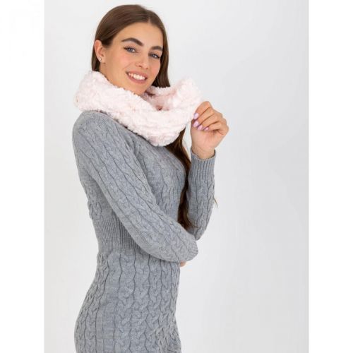 Light pink women's faux fur tube scarf