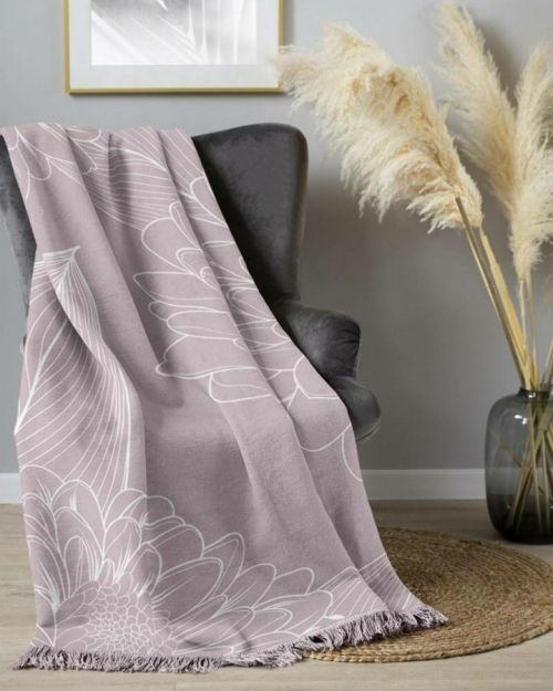 Deka so strapcami, Mätovo zelená geometria, 150 x 200 cm