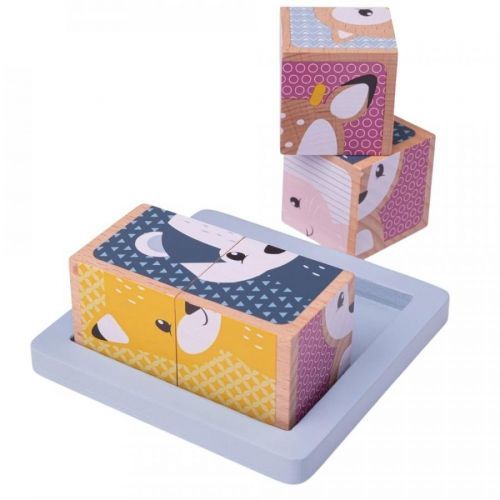 Bigjigs Toys Baby Drevené kocky Woodland