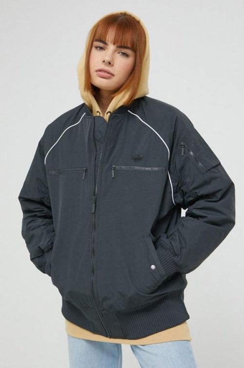 Bunda adidas Originals dámsky, šedá farba, prechodná,