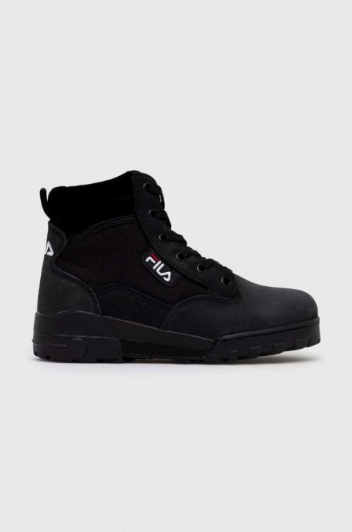 Workery Fila Grunge dámske, čierna farba, na platforme,