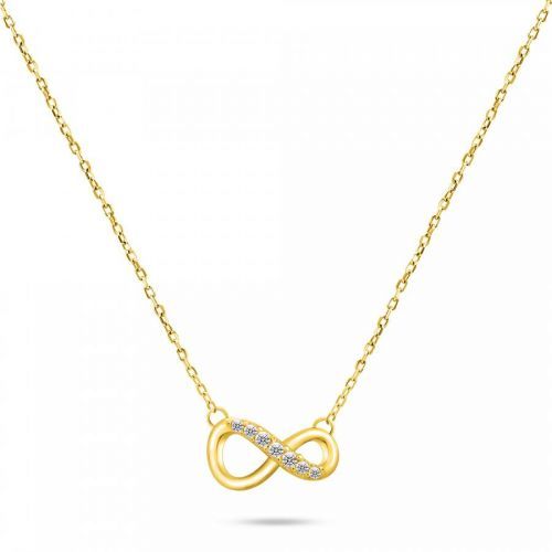 Brilio Silver Módny pozlátený náhrdelník Nekonečno so zirkónmi NCL76Y