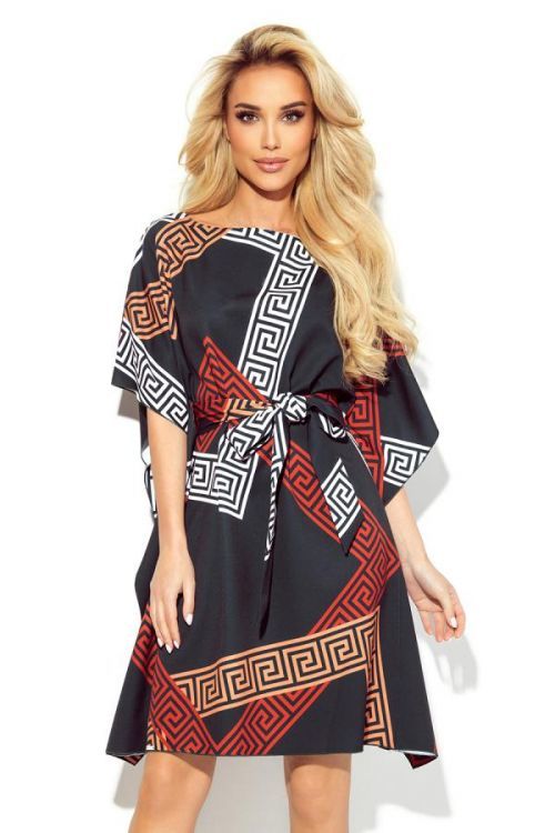 Numoco Dámske šaty s motýľmi a viazaním v páse Sofia tmavo zelená 2XL/3XL