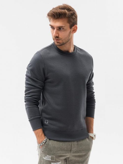 Ombre Clothing Pánska jednofarebná mikina Volenteer tmavo šedá S B978
