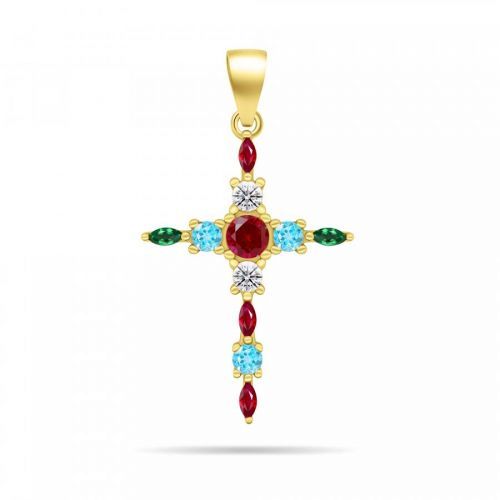 Brilio Silver Originálny pozlátený prívesok Krížik PT87YRBW