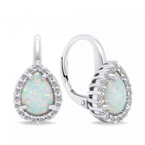 Brilio Silver Pôvabné strieborné náušnice so syntetickými opálmi EA636W