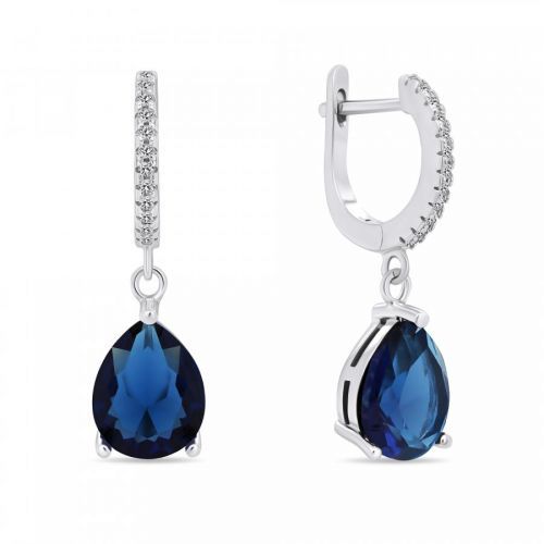 Brilio Silver Očarujúce strieborné náušnice s tmavomodrými zirkónmi EA638WB