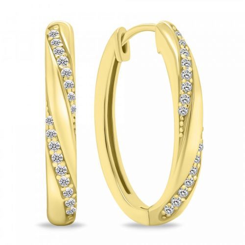 Brilio Silver Slušivé pozlátené kruhy s čírymi zirkónmi EA661Y