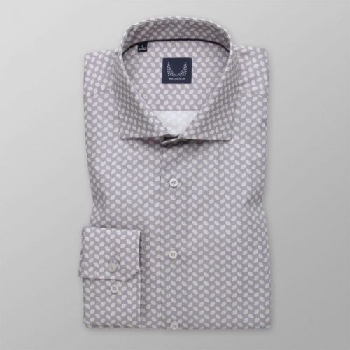 Pánska slim fit košeľa sivá so vzorom listov 14618
