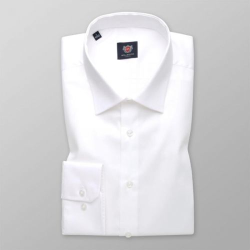 Pánska slim fit košeľa bielej farby s hladkým vzorom 14624