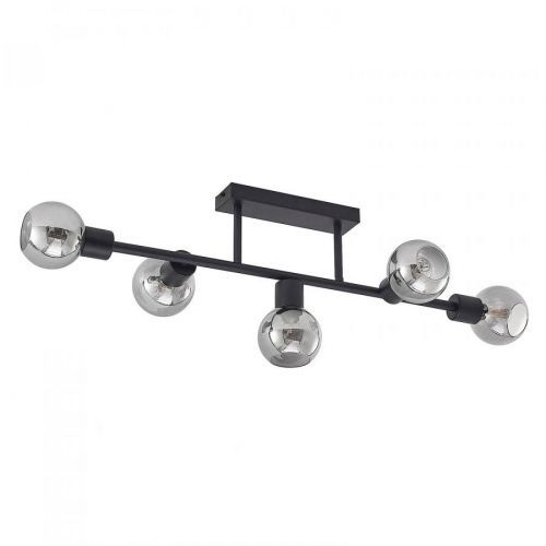 Lindby Biscala stropné LED svetlo 5-pl. čierna/dym
