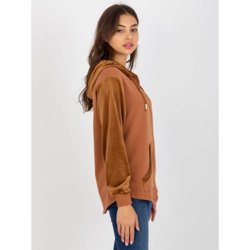 Light brown sweatshirt with velor inserts