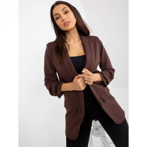 Dark brown women's blazer without fastening OCH BELLA