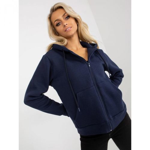 RUE PARIS navy blue zipped sweatshirt with pockets