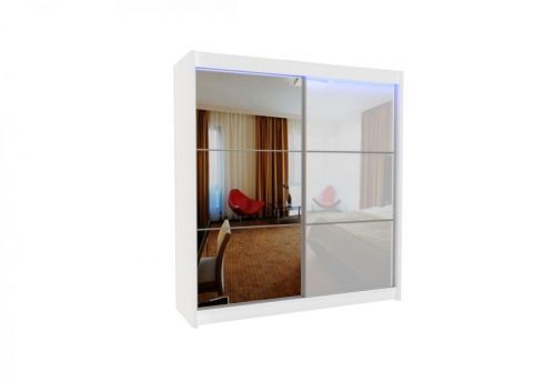 Expedo Skriňa s posuvnými dverami a zrkadlom BIBIANA, biela, 200x216x61