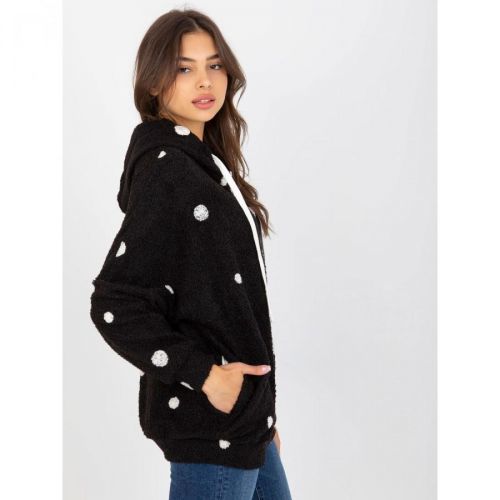 Black plush sweatshirt with a hood