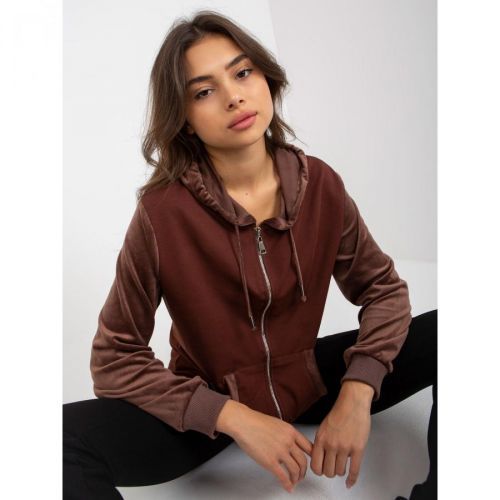 Women's brown sweatshirt with a zip with a hood