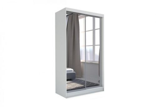 Expedo Skriňa s posuvnými dverami a zrkadlom ROBERTA, 150x216x61, biela