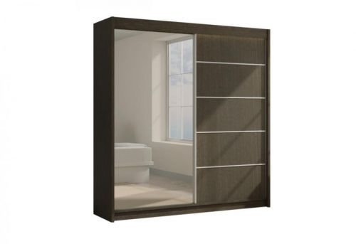 Expedo Skriňa s posuvnými dverami a zrkadlom ELVIRA, wenge, 200x216x61