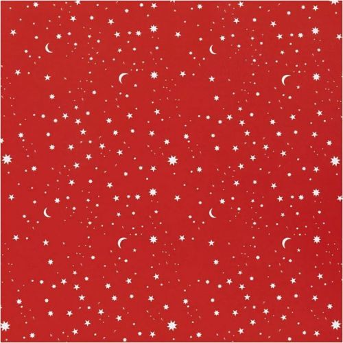 Baliaci papier | tmavočervený Stars and moons 50 cm x 5 m