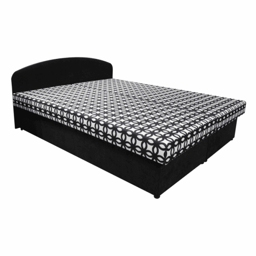 Manželská postel, molitanová, černá/vzor, ELIJAH