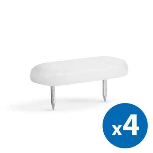 Sada plastových ochrán na podlahu – s klincom, biele  - 43 x 18 mm – 4 ks / balenie