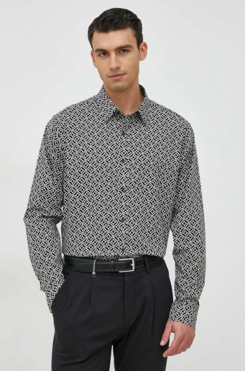 Košeľa Michael Kors pánska, čierna farba, slim, s klasickým golierom