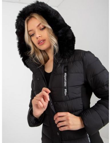 Dámska bunda s kapucňou prechodná prešívaná AMI čierna